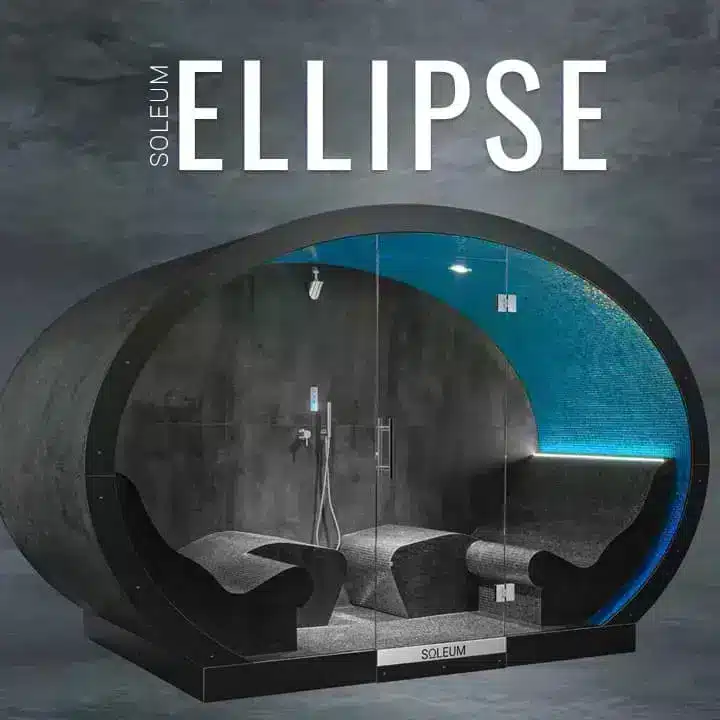 Luxury Heated Loungers & Salt Therapy Cabins | SOLEUM 6 Premium Aussendampfbad ELLIPSE