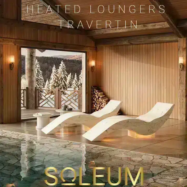 TRAVERTIN "TRAVERTINO" heated lounger 7 Travertine heated lounger "TRAVERTINO" from SOLEUM