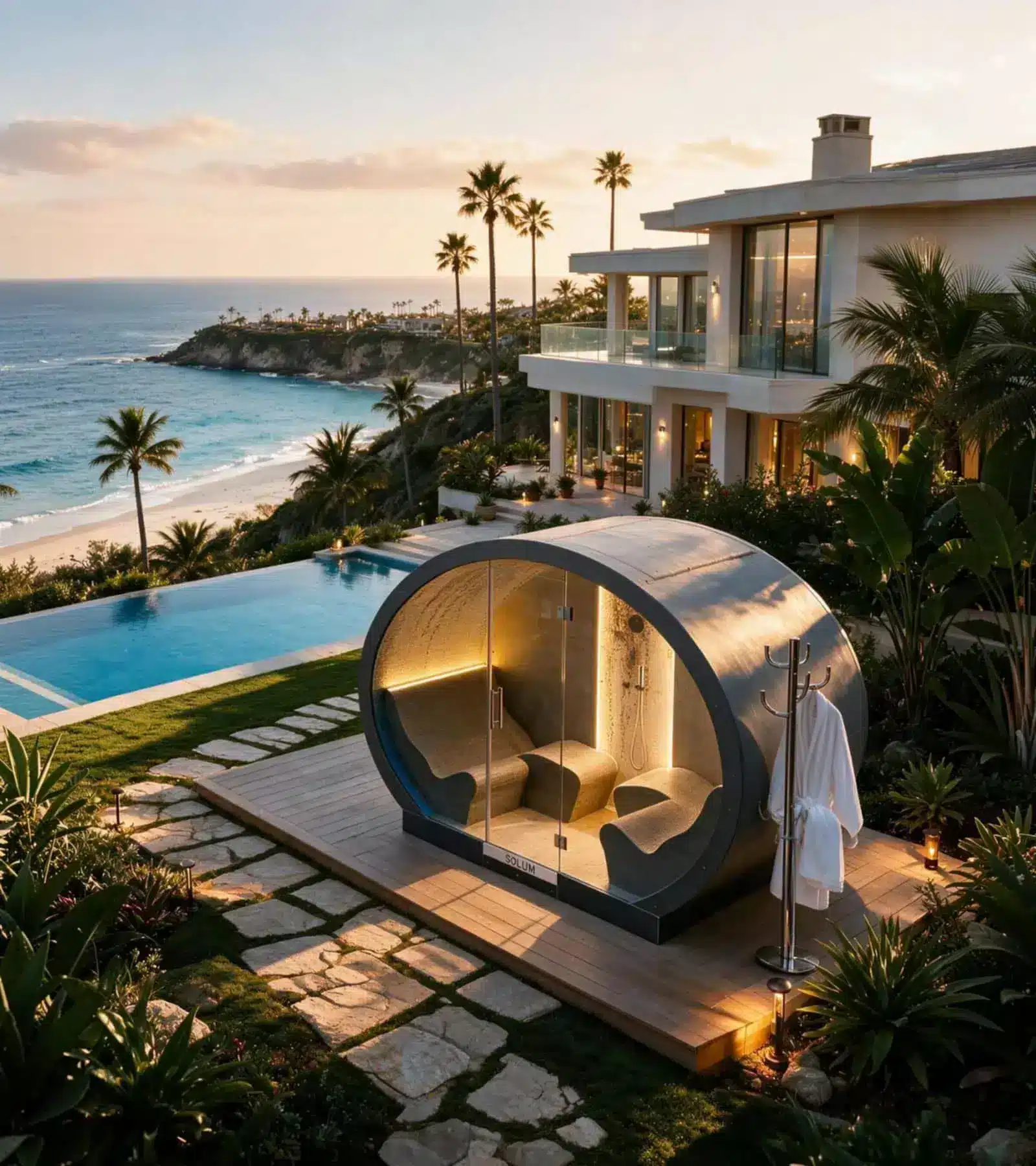 SOLEUM Ellipse Salt Therapy Cabin – Premium Halotherapy Spa Cabin for Luxury 5-Star Hotels & Resorts with Longevity Benefits
