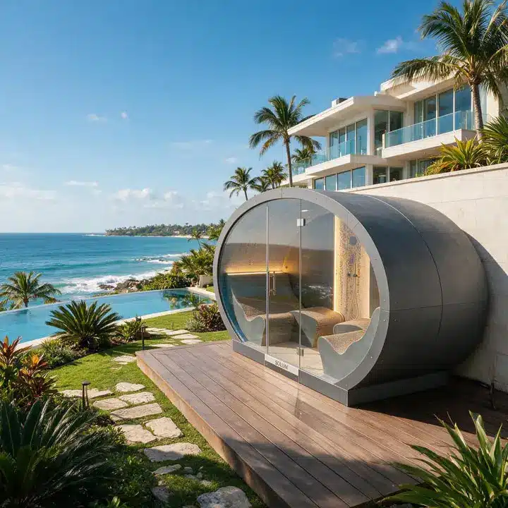 SOLEUM Ellipse Premium Spa Cabin – Climate-Controlled Cool Down Experience with Cooling Unit Technology